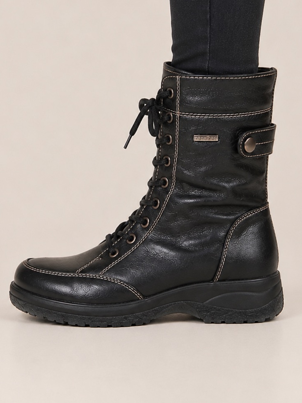 MANATHAN black fully isolated winter black boots with inner zip‎ size 5